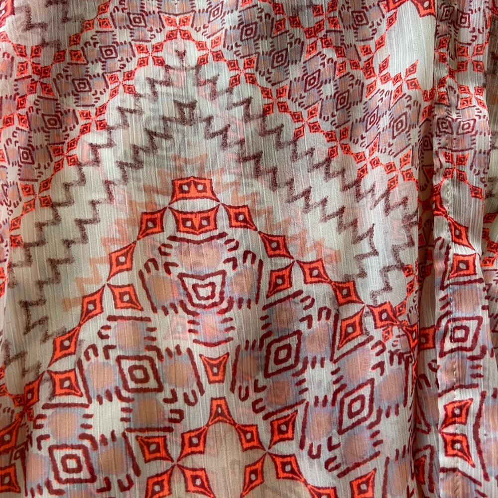 Express | Tapestry Print Short Sleeve Maxi Sheer Overlay Mini Dress - Picture 6 of 10